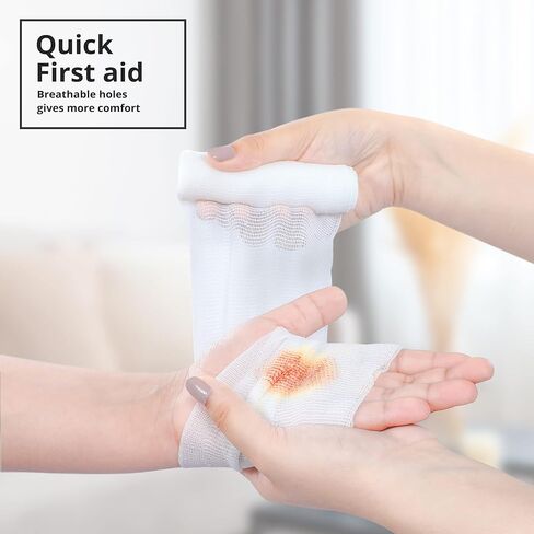 Gauze Rolls Individually Wrapped Pack of 72, 4 Inches x 4.1 Yards, Premium Quality Conforming Bandages with Bonus Medical Tape in Kuwait