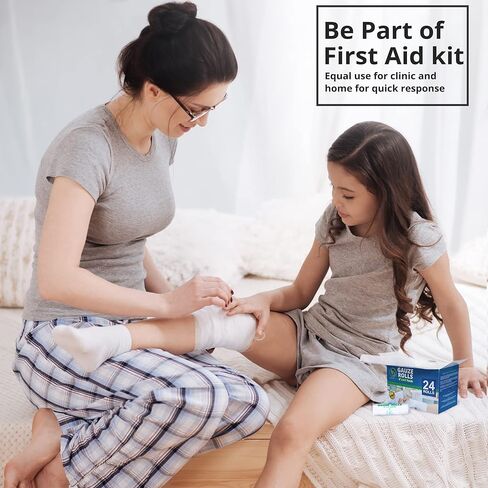 Gauze Rolls Individually Wrapped Pack of 72, 4 Inches x 4.1 Yards, Premium Quality Conforming Bandages with Bonus Medical Tape in Kuwait