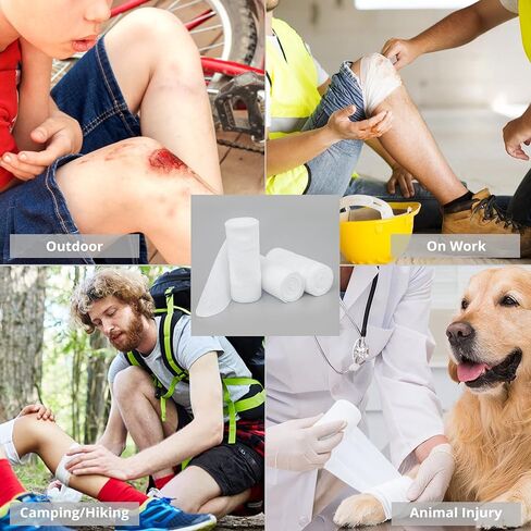 Gauze Rolls Individually Wrapped Pack of 72, 4 Inches x 4.1 Yards, Premium Quality Conforming Bandages with Bonus Medical Tape in Kuwait