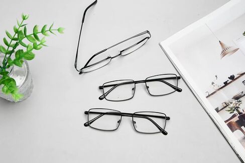 Eyekepper 3-pack Readers مستطيلة الربيع معبد كبير نظارات القراءة المعدنية للرجال الأسود +1.5 in Saudi Arabia
