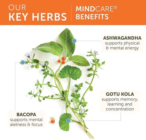Himalaya MindCare, Nootropic Brain Supplement Booster for Mental Sharpness, Focus, Memory & Cognitive Wellness, 1170 mg, 60 Capsules in Kuwait