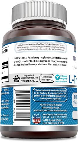 صيغ مذهلة مكمل أقراص L-Tryptophan 1000mg | غير معدل وراثيًا | خالي من الغلوتين | صنع في الولايات المتحدة الأمريكية (عدد 120) in Saudi Arabia
