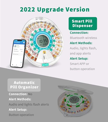 Smart Automatic Pill Dispenser - 28 Day Electronic Pill Organizer for Elderly with Alarm, Bluetooth Machine Dispenser for Prescriptions, Vitamins, Supplements, Timed Pill Dispenser Locked in Kuwait