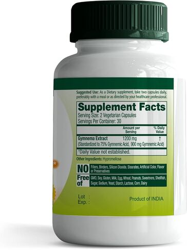 Roar to Life .... Naturally Gymnema Sylvestre 1200 mg (Highest Potency) Extract Veg Capsules with 75% Gymnemic Acids as Sugar Destroyer & for Blood Sugar Support & Healthy Glucose Metabolism in Saudi Arabia