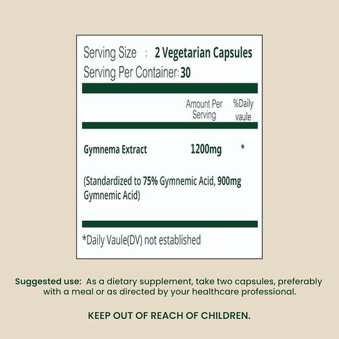 Roar to Life .... Naturally Gymnema Sylvestre 1200 mg (Highest Potency) Extract Veg Capsules with 75% Gymnemic Acids as Sugar Destroyer & for Blood Sugar Support & Healthy Glucose Metabolism in Saudi Arabia