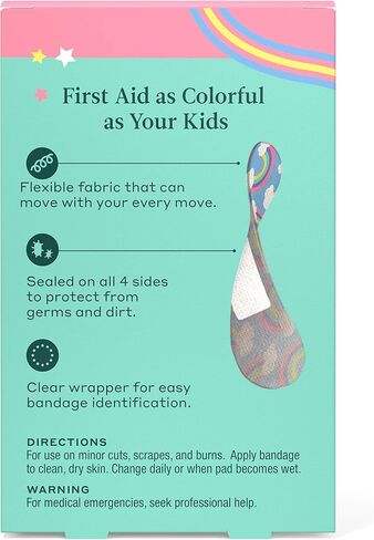 Welly Bandages Refill Pack - Bravery Badges, Adhesive Flexible Fabric, Standard Shapes, Unicorn Patterns - 24 Count, 4 Pack in Kuwait