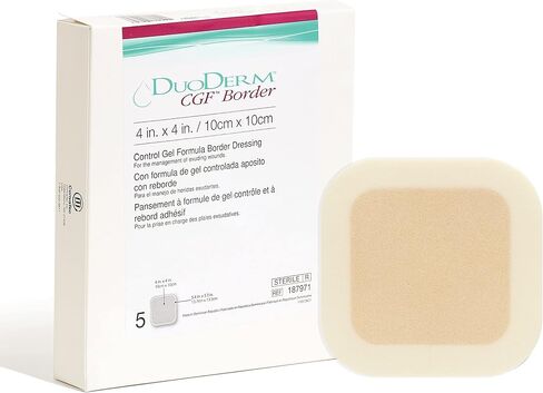 DuoDERM CGF Hydrocolloid 4"x4" Sterile Square Dressing with Border for Hard to Dress Wounds, Square, Beige, 187971, Box of 5 in Saudi Arabia