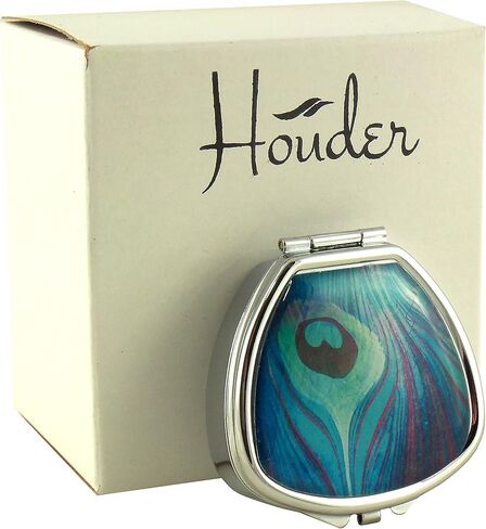 صندوق حبوب منع الحمل من Houder - علبة حبوب مزخرفة مع صندوق هدايا - احمل أدويتك بأناقة (ريش الطاووس) in Kuwait