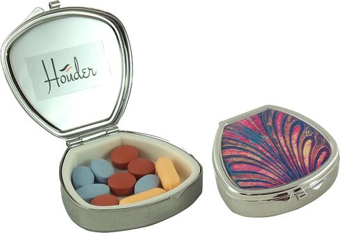 صندوق حبوب منع الحمل من Houder - علبة حبوب مزخرفة مع صندوق هدايا - احمل أدويتك بأناقة (ريش الطاووس) in Kuwait