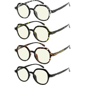 Eyekepper 4 Packing Retro Design Glasses for Women Reading - Vintage Reading Eyeglasses Small Lens Readers Men