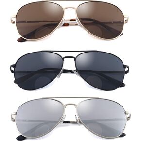Classic Bifocal Sunglasses,Men's Command Aviator Metal Reading Glasses