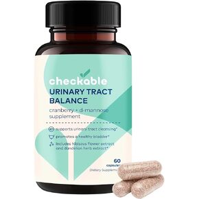 Checkable Bladder Control Supplements with D-Mannose, Cranberry, Hibiscus, and Dandelion - Urinary Tract Infection Treatment for Women and Men, 60 Cap