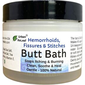 Urban ReLeaf Butt Bath ! Hemorrhoids, Fissures & Stitches. Stops itching & Burning. Clean, Soothe & Heal. The Easy Sitz Bath! Fast Relief! Healing Sea Salt. Gentle, Effective, 100% Natural