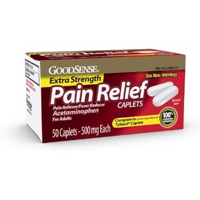 GoodSense Extra Strength Pain Relief, Acetaminophen Caplets, 500 mg, 50 Count
