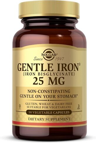 Solgar Gentle Iron (بيسجليسينات الحديد) 25 مجم - 90 كبسولة نباتية - لا تسبب الإمساك، لطيف على معدتك - خالي من الغلوتين - 90 وجبة in Saudi Arabia