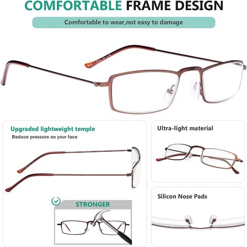 Eyekepper 5-Pack Straight Thin Stamped Metal Frame Half-Eye Style Reading Glasses Readers Gunmetal in Kuwait