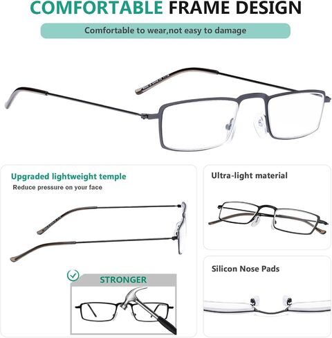 Eyekepper 5 عبوات من نظارات القراءة بإطار معدني رفيع ومختوم بنصف عين، معدنية in Kuwait