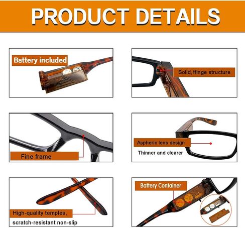 نظارات القراءة DuanMei مع نظارات مكبرة للضوء للرجال والنساء قارئات LED ساطعة بإطار كامل نظارات رؤية واضحة للجنسين (+3.0) in Kuwait