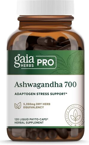 Gaia PRO Ashwagandha 700 - مكمل عشبي لتخفيف التوتر والتوتر - دعم النوم - مع مستخلص جذر وجذور أشواغاندا العضوية - 120 كبسولة نباتية سائلة (60 حصة) in Saudi Arabia