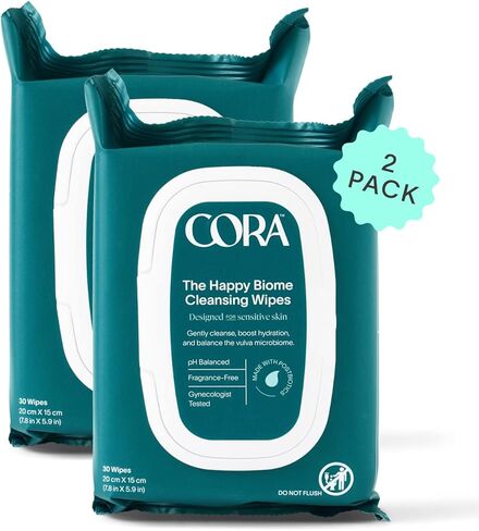 مناديل كورا الأنثوية، منعشة يومية، ترطيب، بوستبيوتيك، درجة حموضة متوازنة، مناديل تنظيف، تم اختبارها من قبل أطباء النساء والأمراض الجلدية، مناديل مبللة للجسم للسفر، خالية من العطور 30 ​​قطعة × عبوتين (إجمالي 60 منديل)... in Kuwait