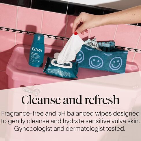 مناديل كورا الأنثوية، منعشة يومية، ترطيب، بوستبيوتيك، درجة حموضة متوازنة، مناديل تنظيف، تم اختبارها من قبل أطباء النساء والأمراض الجلدية، مناديل مبللة للجسم للسفر، خالية من العطور 30 ​​قطعة × عبوتين (إجمالي 60 منديل)... in Kuwait