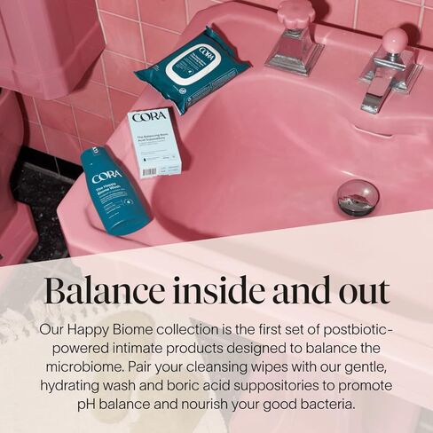 مناديل كورا الأنثوية، منعشة يومية، ترطيب، بوستبيوتيك، درجة حموضة متوازنة، مناديل تنظيف، تم اختبارها من قبل أطباء النساء والأمراض الجلدية، مناديل مبللة للجسم للسفر، خالية من العطور 30 ​​قطعة × عبوتين (إجمالي 60 منديل)... in Kuwait