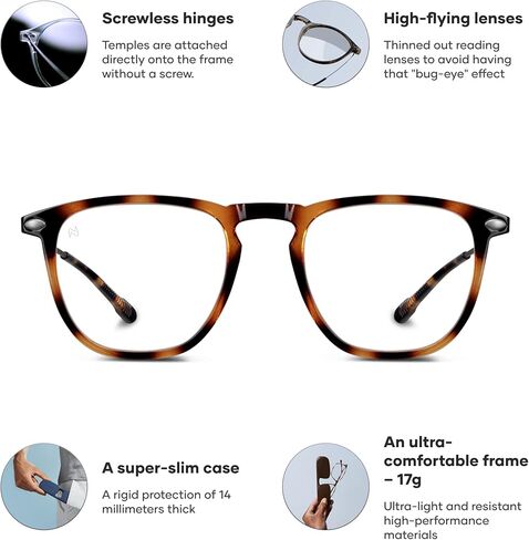 نظارات القراءة NOOZ Optics - شكل مربع - قارئات مكبرة للرجال والنساء - مجموعة Dino Model الأساسية in Kuwait