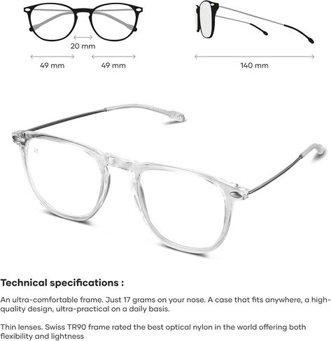 نظارات القراءة NOOZ Optics - شكل مربع - قارئات مكبرة للرجال والنساء - مجموعة Dino Model الأساسية in Kuwait