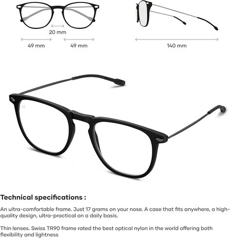 نظارات القراءة NOOZ Optics - شكل مربع - قارئات مكبرة للرجال والنساء - مجموعة Dino Model الأساسية in Kuwait