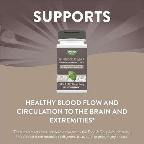 Nature's Way Ginkgold Max Advanced Ginkgo Extract for Mental Sharpness 1x Daily 120 mg, 30 Count in Saudi Arabia