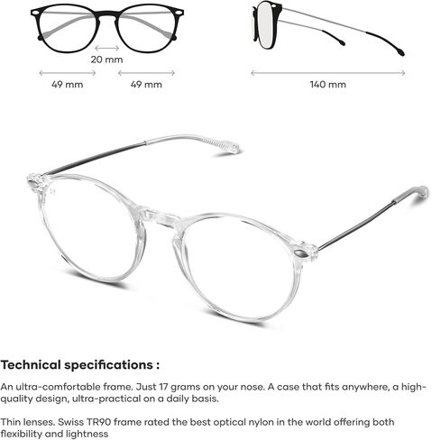 NOOZ Optics Reading Glasses - Round Shape - Magnifying Readers for Men and Women - Cruz Model Essential Collection in Kuwait