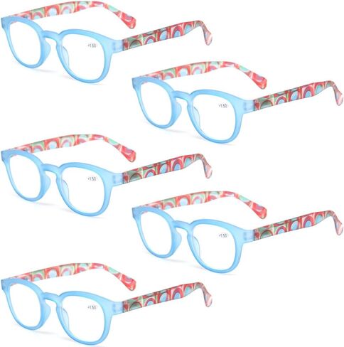 Kerecsen Reading Glasses 5 Pack Unisex Fashion Spring Hinge with Pattern Design Readers in Kuwait