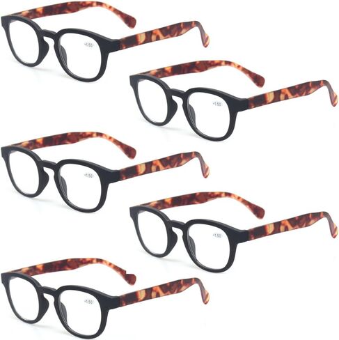 Kerecsen Reading Glasses 5 Pack Unisex Fashion Spring Hinge with Pattern Design Readers in Kuwait