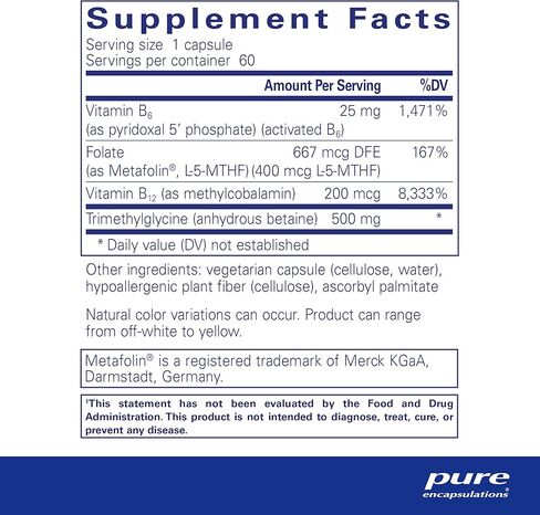 Pure Encapsulations Homocysteine Factors | Supplement to Support Normal Homocysteine Levels and Cardiovascular Health* | 180 Capsules in Saudi Arabia