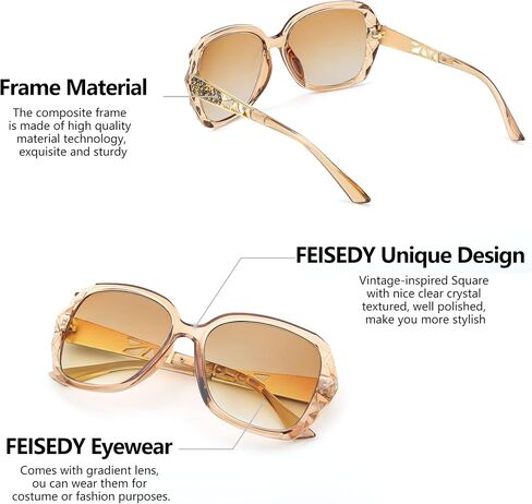 FEISEDY Women Square Reading Sunglasses Sparkling Composite Shiny Frame Sun Reader Glasses B2923 in Kuwait