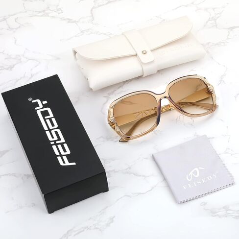 FEISEDY Women Square Reading Sunglasses Sparkling Composite Shiny Frame Sun Reader Glasses B2923 in Kuwait