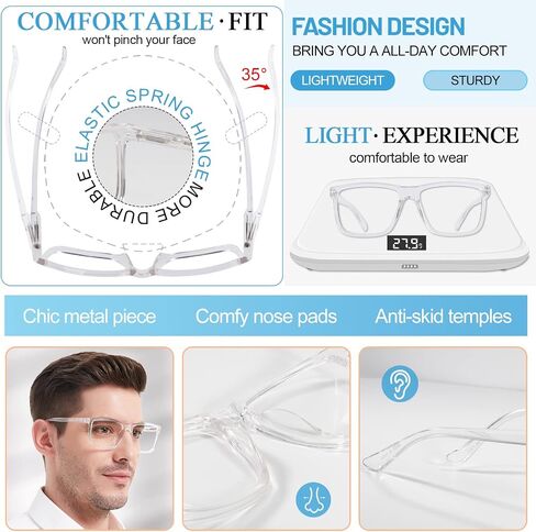 MARE AZZURO Oversized Bifocal Reading Glasses Men Blue Light Blocking Readers 1.0 1.25 1.5 1.75 2.0 2.25 2.5 2.75 3.0 3.5 in Saudi Arabia
