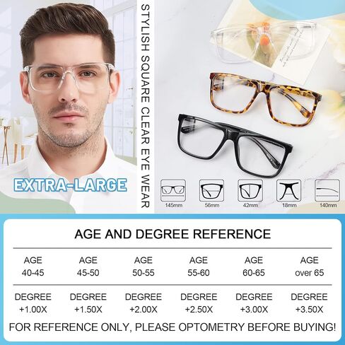 MARE AZZURO Oversized Bifocal Reading Glasses Men Blue Light Blocking Readers 1.0 1.25 1.5 1.75 2.0 2.25 2.5 2.75 3.0 3.5 in Saudi Arabia