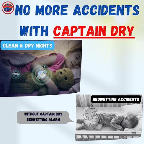 CAPTAIN DRY Bedwetting Alarm for Boys and Girls Potty Training Older Children Pee Alarm Potty Timer Bedwetting Monitor Sensor Deep Sleepers Turn Move During Sleep Loud Sound Two Modes in Kuwait