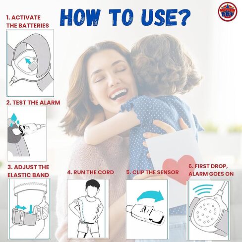 CAPTAIN DRY Bedwetting Alarm for Boys and Girls Potty Training Older Children Pee Alarm Potty Timer Bedwetting Monitor Sensor Deep Sleepers Turn Move During Sleep Loud Sound Two Modes in Kuwait