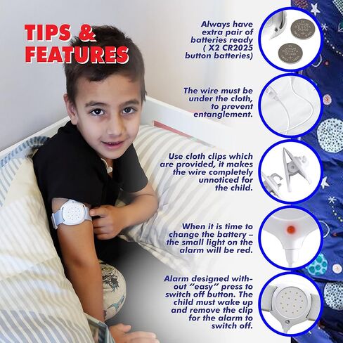 CAPTAIN DRY Bedwetting Alarm for Boys and Girls Potty Training Older Children Pee Alarm Potty Timer Bedwetting Monitor Sensor Deep Sleepers Turn Move During Sleep Loud Sound Two Modes in Kuwait