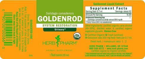 Herb Pharm Certified Organic Goldenrod Liquid Extract for Urinary System Support, 1 Fl Oz (Pack of 1) in Saudi Arabia