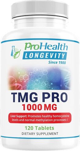 ProHealth Longevity TMG Pro (تريميثيل جليسين)، بيتين لا مائي - 1000 ملجم، 120 قرصًا - دعم الميثيل in Kuwait