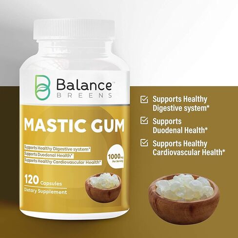Mastic Gum 1000 mg Supplement - Supports Gastrointestinal Health, Digestive System and Cardiovascular Health - 120 Count in Kuwait