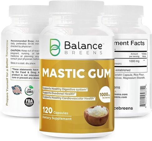 Mastic Gum 1000 mg Supplement - Supports Gastrointestinal Health, Digestive System and Cardiovascular Health - 120 Count in Kuwait