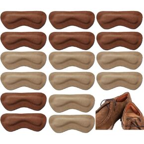 حشوات كعب جلدية للنساء/الرجال، بطانات كعب للاحذية الفضفاضة، بطانات كعب محسنة ملاءمة وراحة للحذاء، (8 ازواج؛ بني + نود) in Kuwait