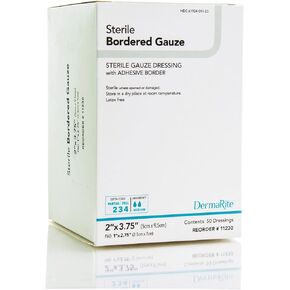 Dermarite Industries Sterile Bordered Gauze Dressing, 2x2, 50 Count
