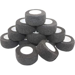 Vet Wrap Medical Tape For Skin Bandage Tape Vet Tape 1 inch x 12 Pack Black Cohesive Bandage Fabric Self Sticking Bandage Wrap Self Adhering Bandage Waterproof Wrap Bandage Self Adhesive Tape in Saudi Arabia
