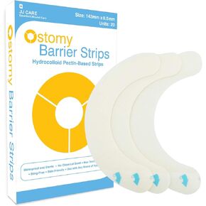 JJ CARE Ostomy Barrier Strips [Pack of 20], 5.62" Elastic Barrier Strips for Colostomy Bags, Latex-Free Skin Barrier Strips, Hydrocolloid Ostomy Extenders, for Ostomy Supplies, Waterproof & Moldable in Saudi Arabia