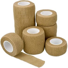 AccEncyc 6 Roll Self Adhesive Bandage Wrap Assortment 1" 2" 4" x 14.7ft Bandage Wrap Rolls Athletic Elastic Stretch Band Cohesive Bandage Wrap Vet Tape Medical Tape in Kuwait